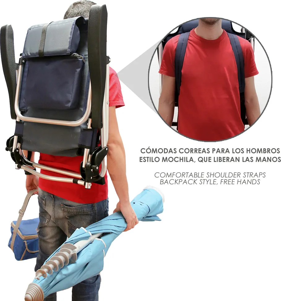 Silla de Playa Mochila con Bolso Isotermico — foto 7