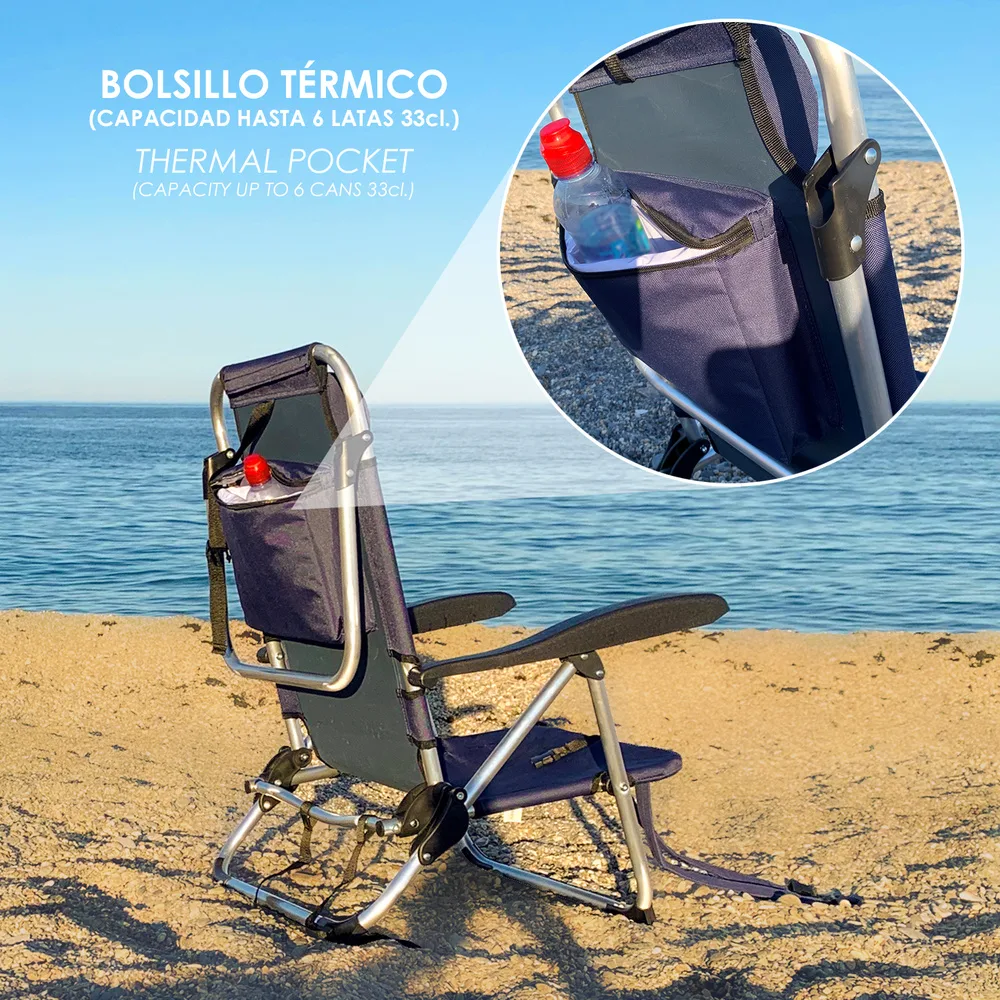 Silla de Playa Mochila con Bolso Isotermico — foto 5