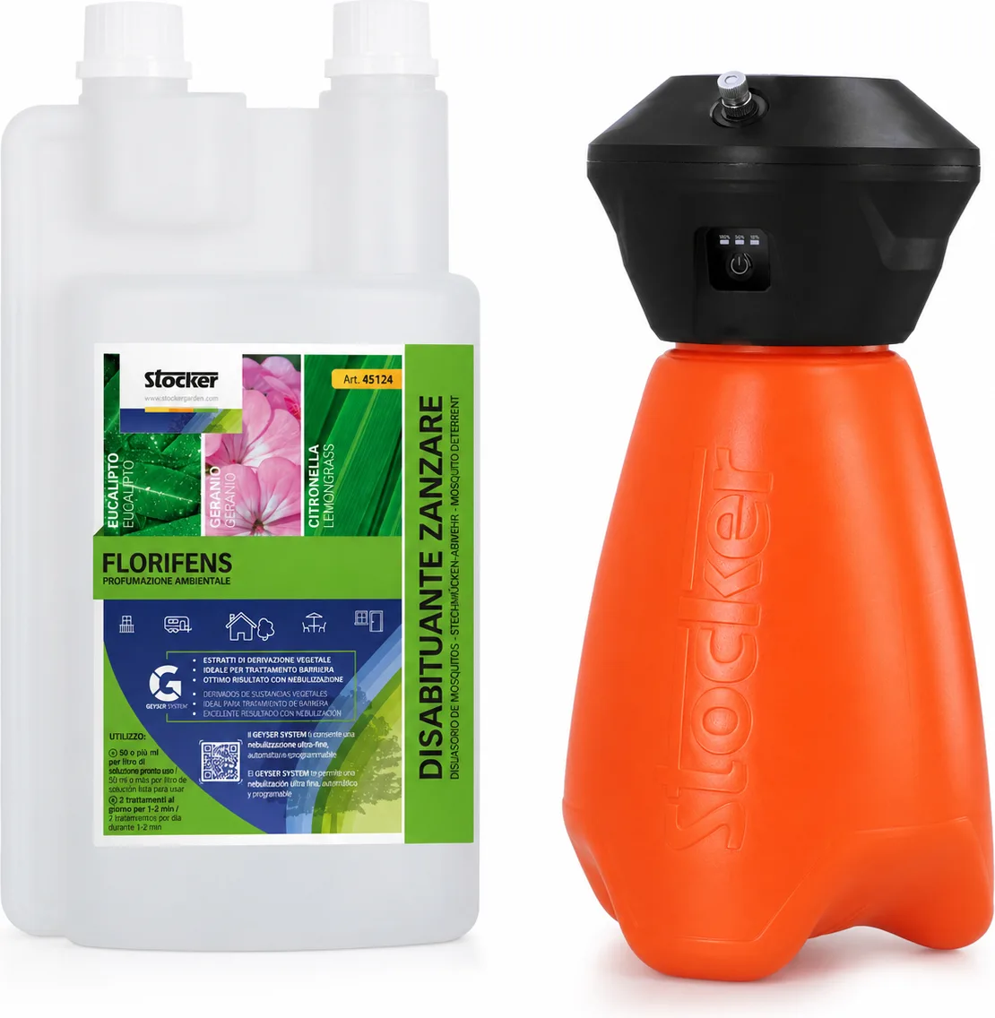 Geyser Nebulizador MINI Stocker 2 litros Li-ion + Florifens Mosquitos 1 litro