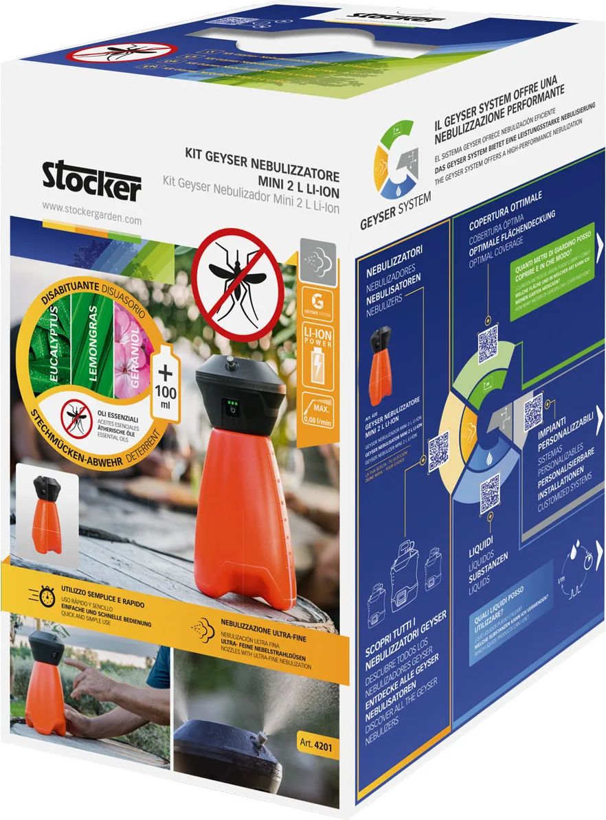 Geyser Nebulizador MINI Stocker 2 litros Li-ion + Florifens Mosquitos 1 litro — foto 2