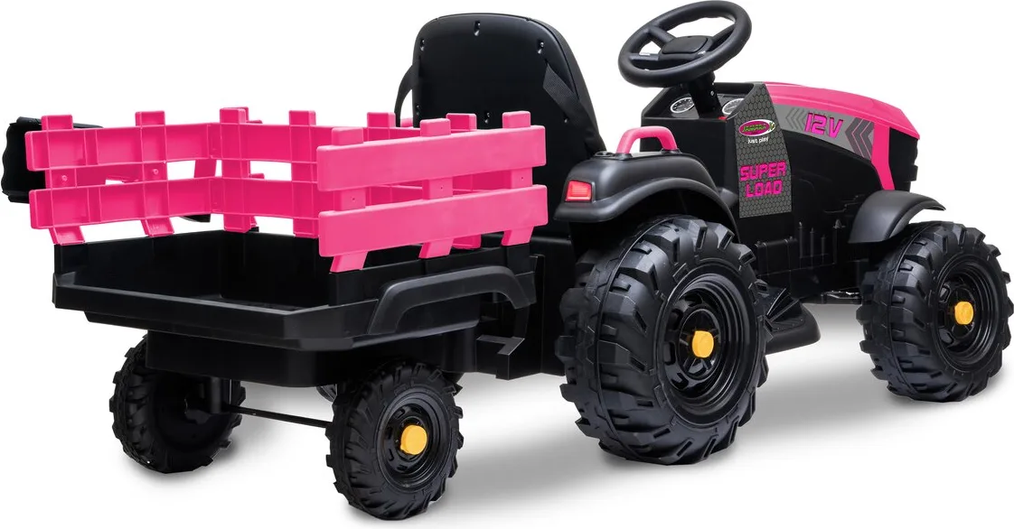Tractor electrico infatil Ride-on Tractor Super Load con remolque rosa12V — foto 3
