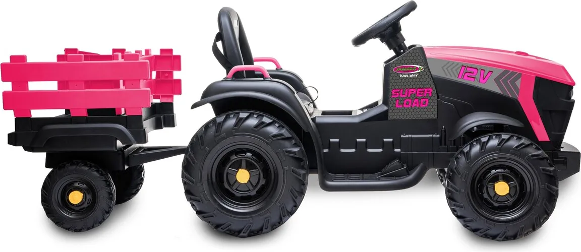 Tractor electrico infatil Ride-on Tractor Super Load con remolque rosa12V — foto 4