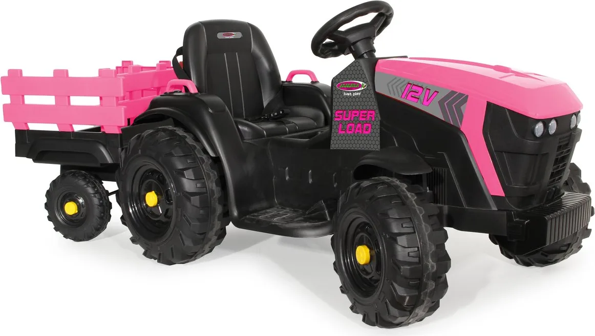 Tractor electrico infatil Ride-on Tractor Super Load con remolque rosa12V — foto 2