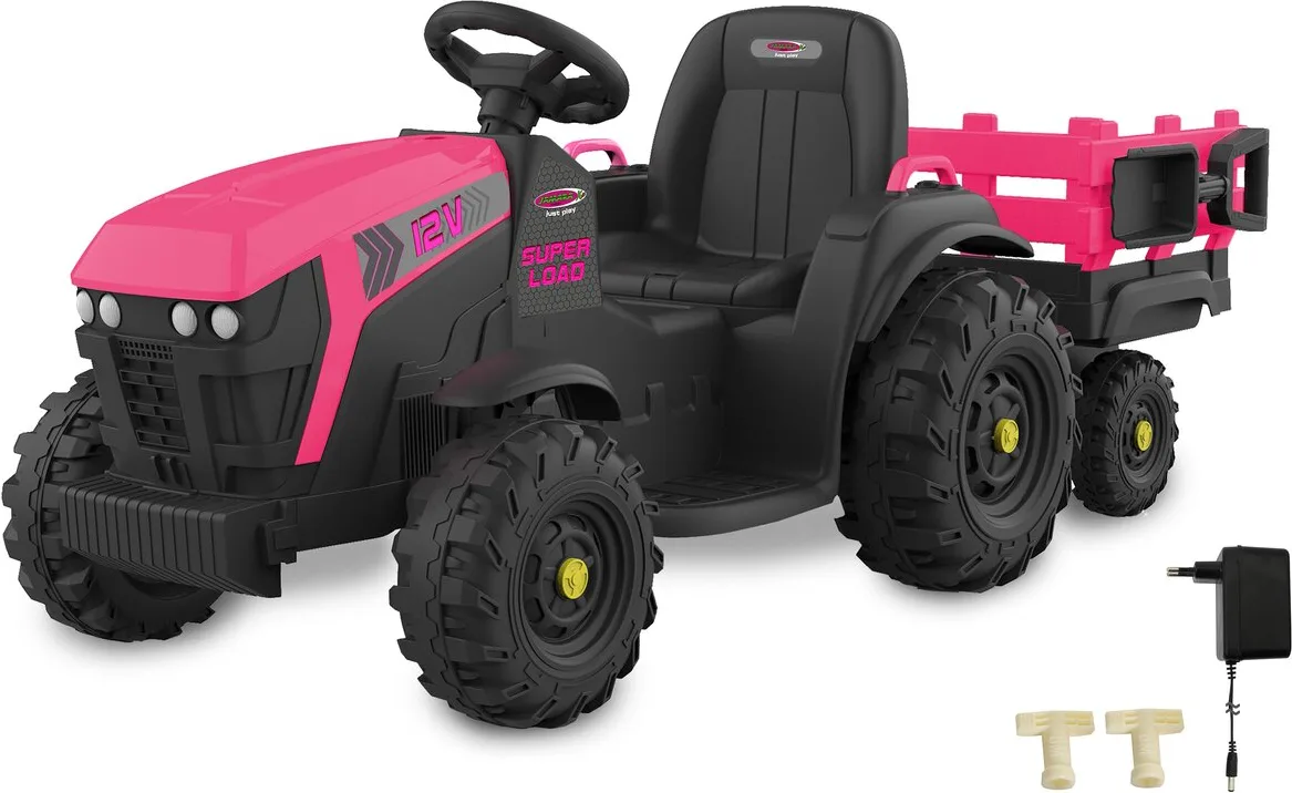 Tractor electrico infatil Ride-on Tractor Super Load con remolque rosa12V — foto principal