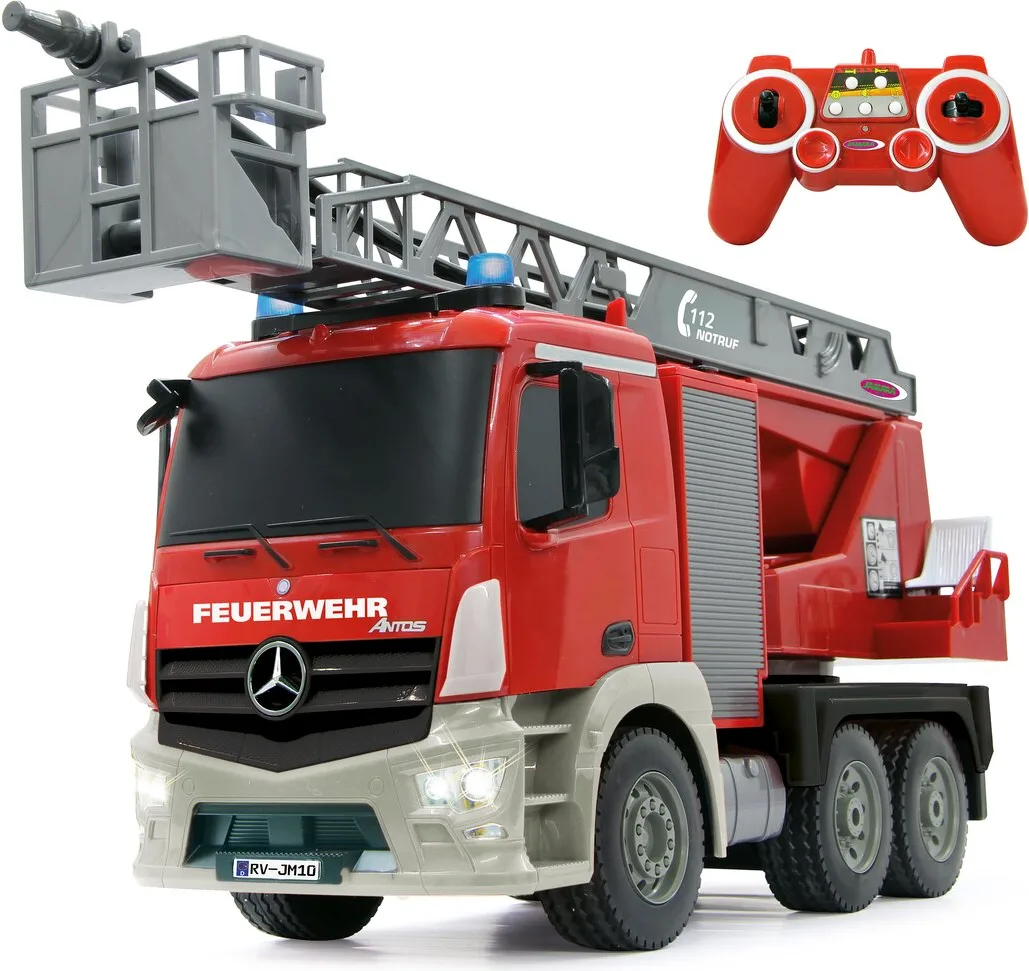Camion Bomberos Radio Control Mercedes-Benz Antos con Rociador Agua Escalera 1:20 2,4GHz