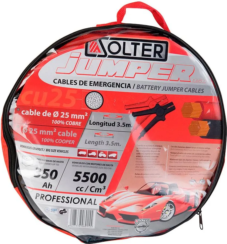Cables Arranque coches motos y furgones Cu 25 mm