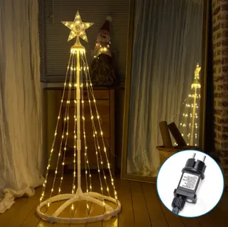 Arbol Navidad Diseño Cono con Luces Led -Luz Calida 1,5 M
