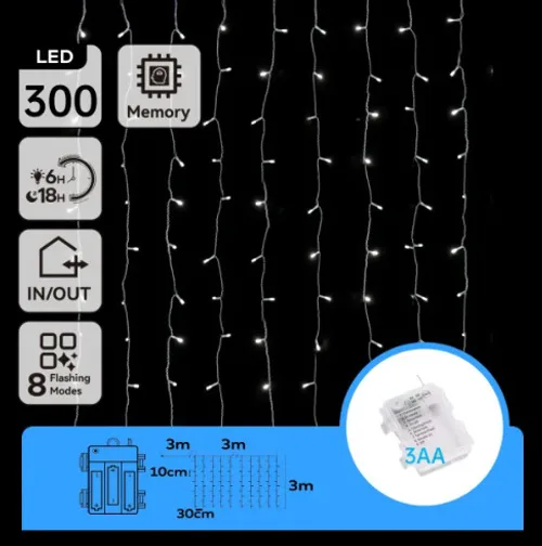 Tiras de Luces Led Navidad 3x3 mt pilas — foto 3