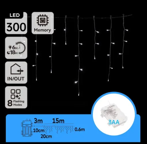Tiras de Luces Led Navidad Luz Blanca con Pila 15x0,6 mt — foto 4