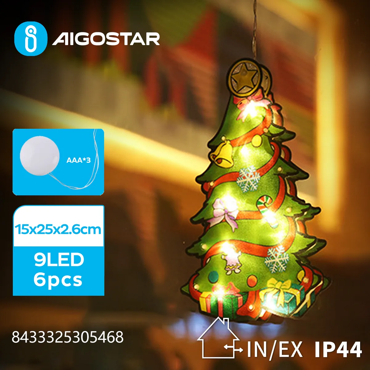 Adorno Navidad Figura Arbol de Navidad con Luz y Ventosa a Pilas — foto 3