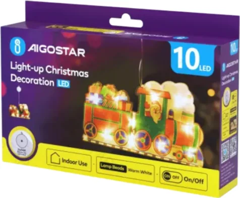 Adorno Navidad Figura Luz Tren a Pilas con Ventosa
