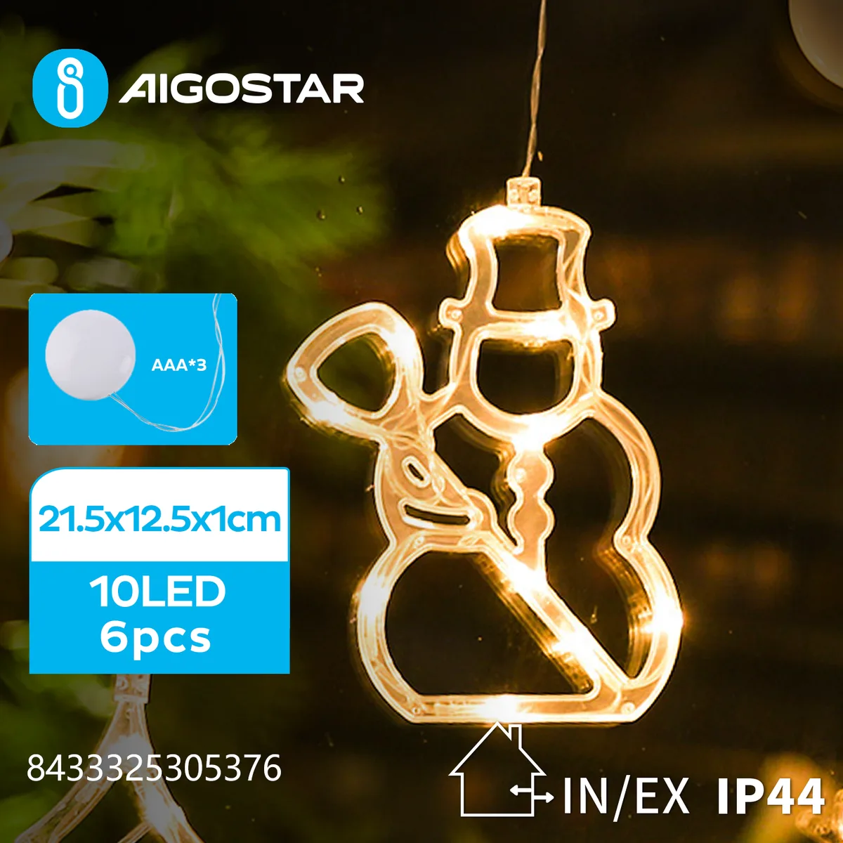 Adorno Navidad Figura Luz Muñeco de Nieve con Ventosa — foto 2