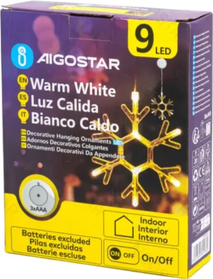 Adorno Navidad Figura Luz Copo de Nieve con Pilas y Ventosa — foto principal