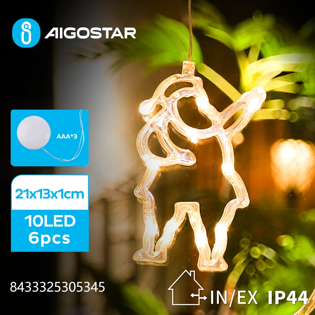 Adorno Navidad Figura Papa Noel con Pilas y Ventosa — foto 4