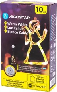 Adorno Navidad Figura Angel Luz con Pilas y Ventosa