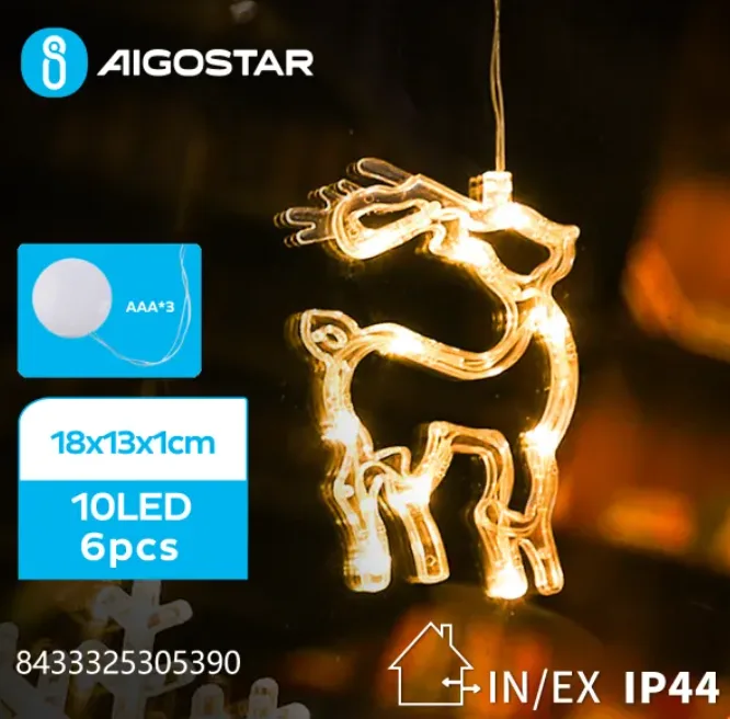 Adorno Navidad Figura Reno con Luz con Pilas y Ventosa — foto 2