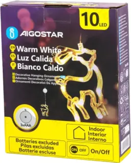 Adorno Navidad Figura Reno con Luz con Pilas y Ventosa
