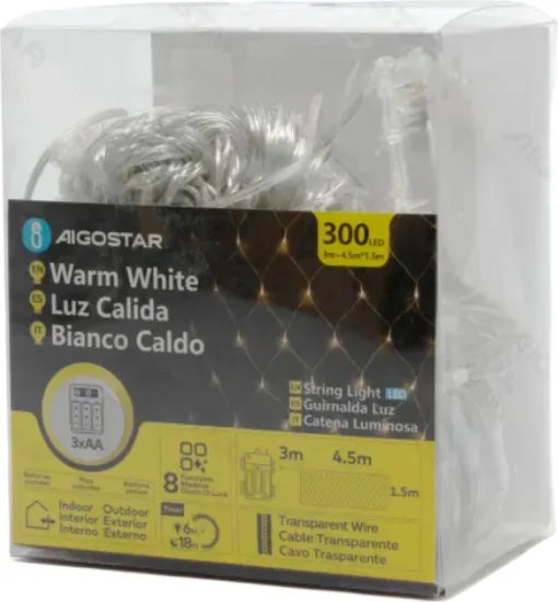 Tira Luces Led Navidad con Pila Luz Calida 4,5x1,5 m — foto 2