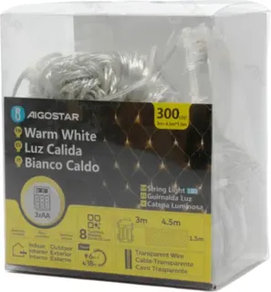 Tira Luces Led Navidad con Pila Luz Calida 4,5x1,5 m