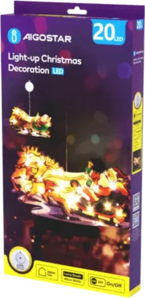 Adorno Navidad Figura Trineo Papa Noel con Luz a Pilas con Ventosa — foto principal