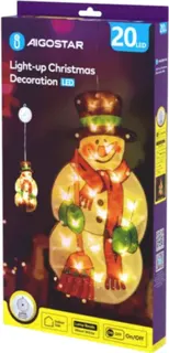 Adorno Navidad Figura Muñeco Nieve con Luz a Pilas con Ventosa