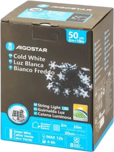 Tira Luz Navidad Copos de Nieve con Pilas Luz Fria 100 Led 10 Mt — foto 2