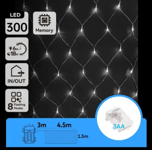 Tira Luces Led Navidad con Pila Luz Blanca 4,5x1,5 m — foto 3