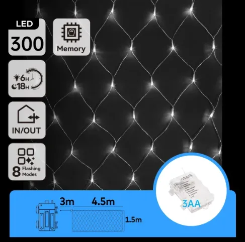 Tira Luces Led Navidad con Pila Luz Blanca 4,5x1,5 m — foto 5