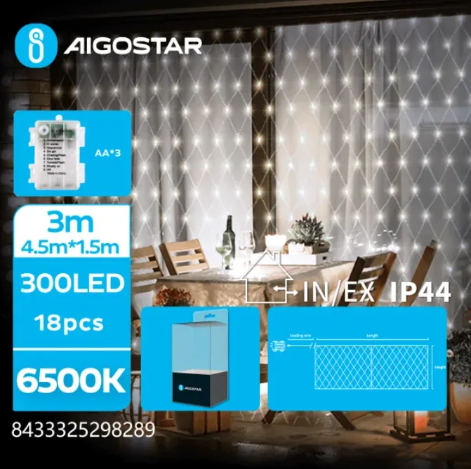 Tira Luces Led Navidad con Pila Luz Blanca 4,5x1,5 m — foto 6