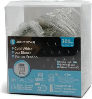 Tira Luces Led Navidad con Pila Luz Blanca 4,5x1,5 m