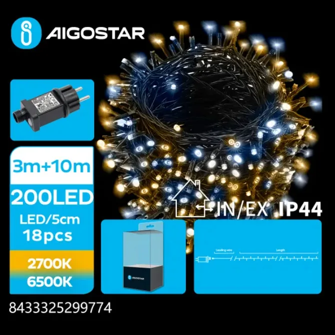 Tira de Luces Led de Navidad Luces Amarilla y Blanca 3.6W 10 Mt — foto 4