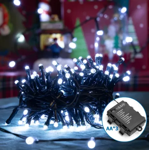 Tira Luces Led Navidad con Pila Luz Blanca 15 mt — foto 5
