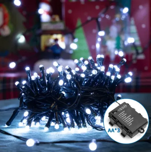 Tira Luces Led Navidad con Pila Luz Blanca 15 mt — foto 4