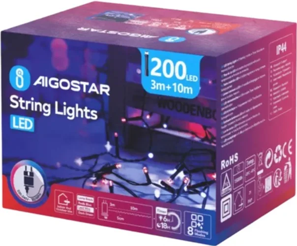 Tira Luces Led Navidad con Pila Luz Roja y Azul 15 Mt — foto principal