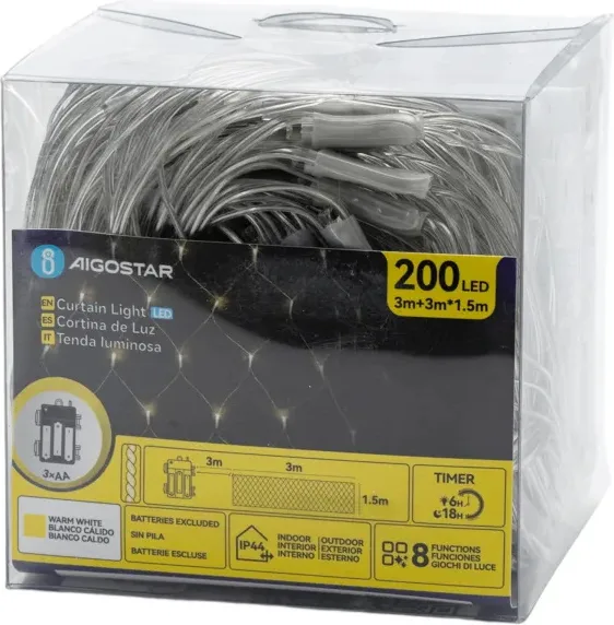 Cortina Luces Led Navidad Luz Calida 3m x1,5mt — foto 2