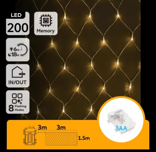 Cortina Luces Led Navidad Luz Calida 3m x1,5mt — foto 3