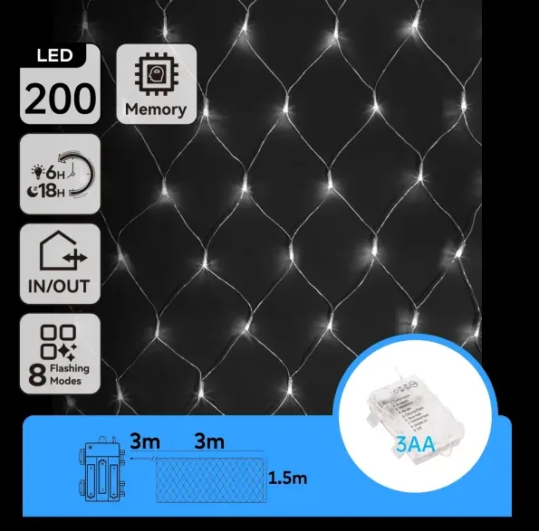 Cortina Luces Led Navidad Luz Fria 3m x1,5mt — foto 5