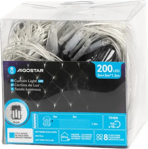 Cortina Luces Led Navidad Luz Fria 3m x1,5mt — foto principal