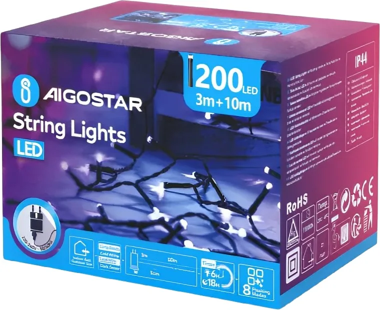 Tira de Luces Led de Navidad Luz Blanca 3.6W 10m enchufe — foto principal