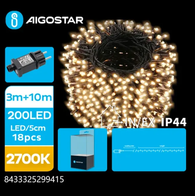 Tira de Luces Led de Navidad Luz Calida 3.6W 10m enchufe — foto 5
