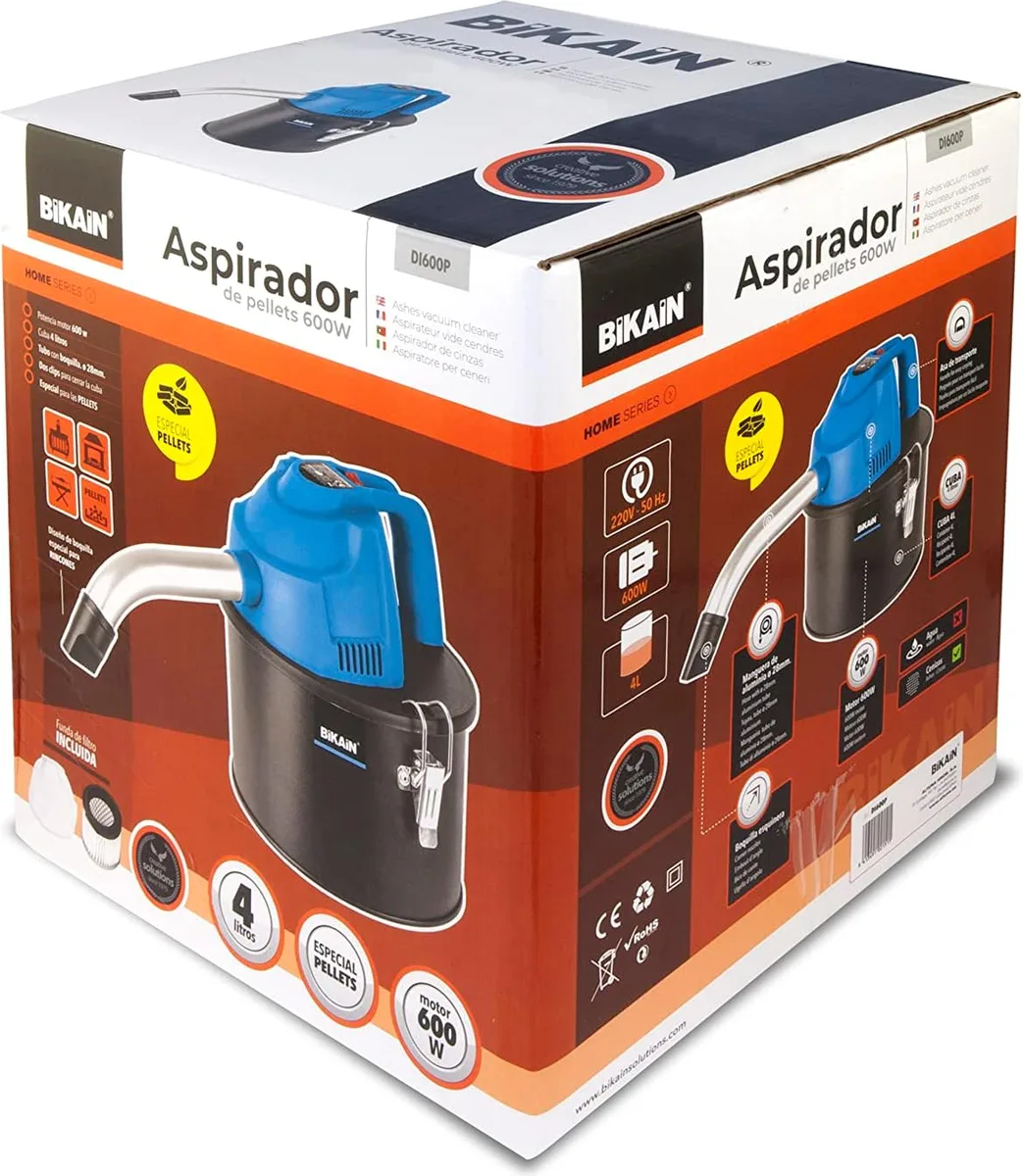 Bikain Aspirador de Ceniza para pellets. 600W. 4 litros Pellet, 600 W, Azul — foto 4