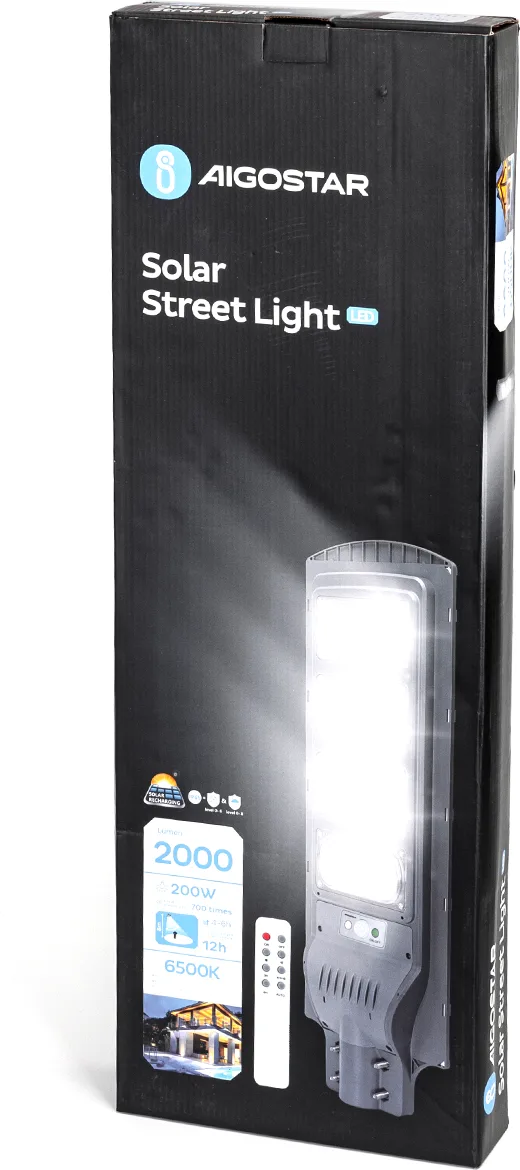 Farola solar led exterior 200w con sensor movimiento y control remoto Aigostar — foto 4