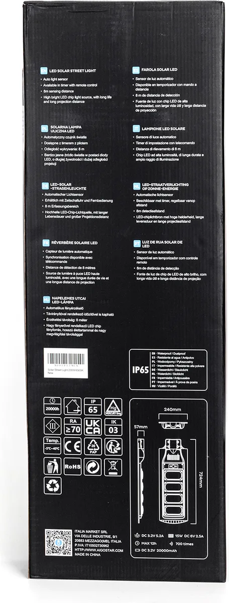 Farola solar led exterior 200w con sensor movimiento y control remoto Aigostar — foto 5