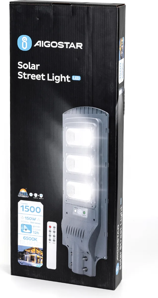 Farola Solar Led Exterior 150 W con Sensor Movimiento y Control Remoto Aigostar — foto 4