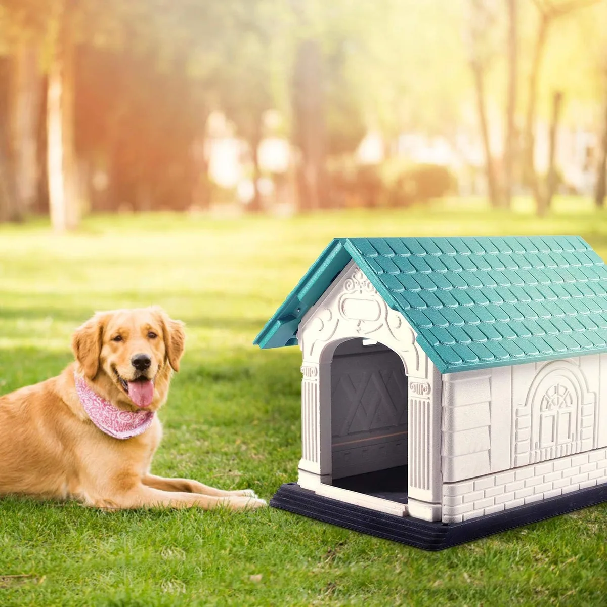 Caseta perro plastico exterior resistente Dog Villa Nobleza L — foto 5