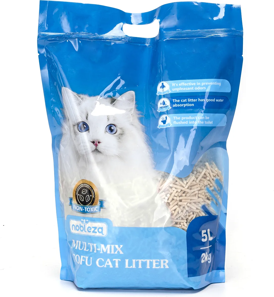 Arena Mixta de Bentonita y Tofu para Gatos 2 Kg