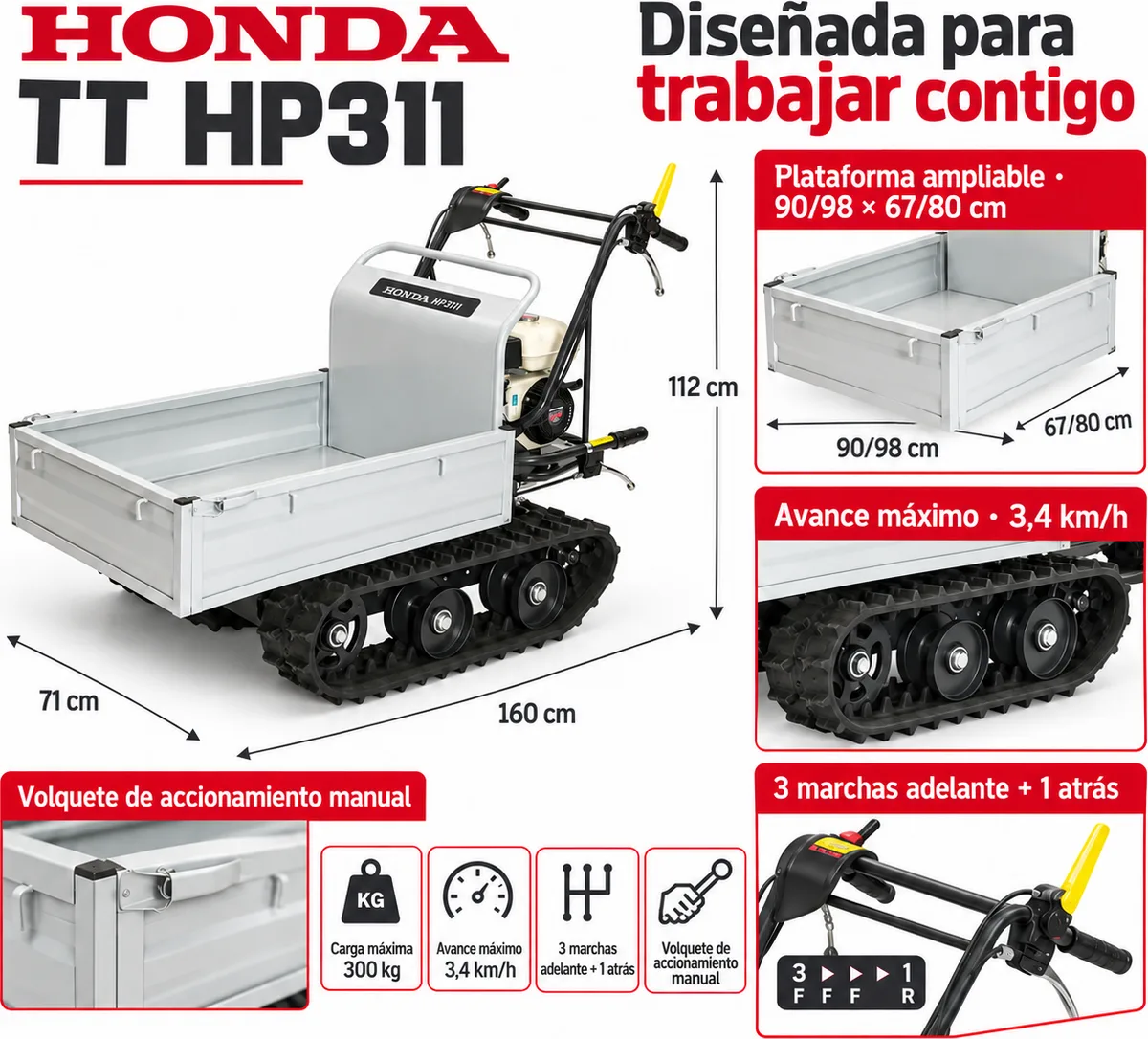 Carretilla Oruga gasolina Honda TT HP 311 — foto 6
