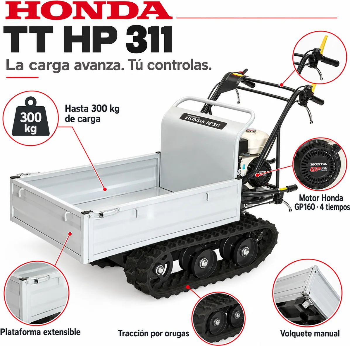 Carretilla Oruga gasolina Honda TT HP 311 — foto 3