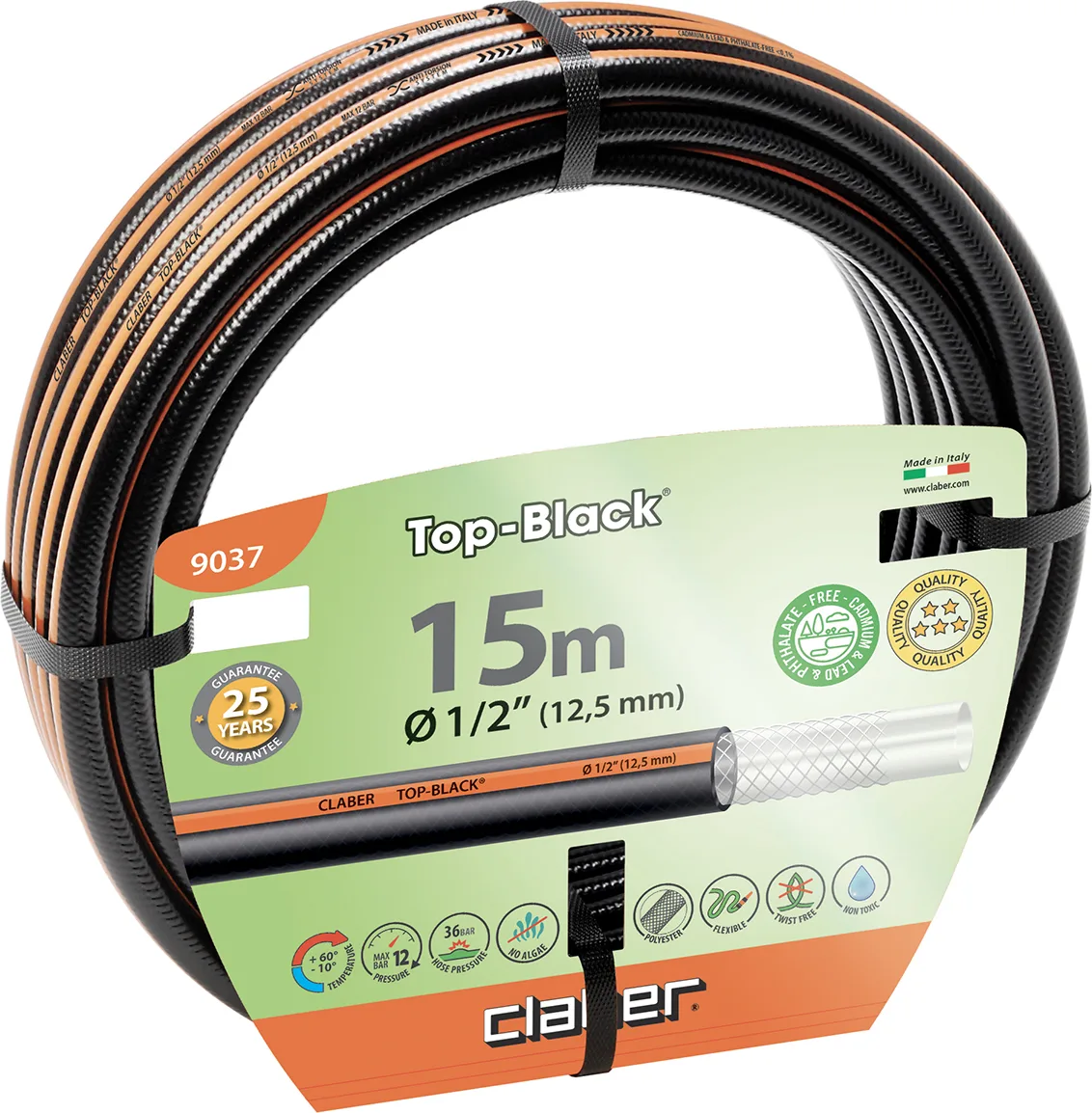 Manguera Riego Claber Top Black 15 metros 1/2"