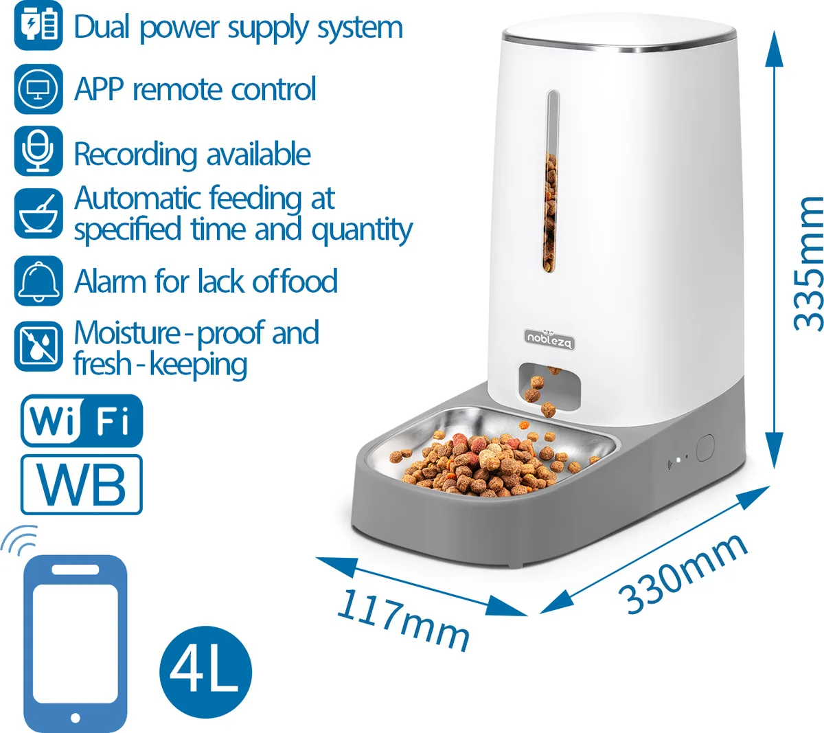 Comedero Automatico para Gatos y Perro 2.4G WiFi 4L — foto 5
